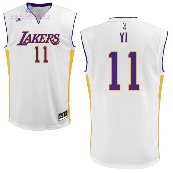 Acquista Maglia NBA Los Angeles Lakers #11 Yi Bianco