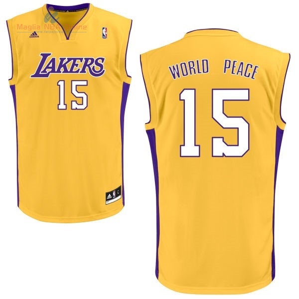 Acquista Maglia NBA Los Angeles Lakers #15 Metta World Peace Giallo