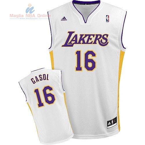 Acquista Maglia NBA Los Angeles Lakers #16 Pau Gasol Bianco