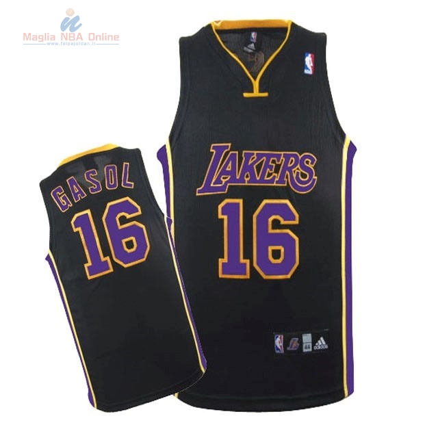 Acquista Maglia NBA Los Angeles Lakers #16 Pau Gasol Nero