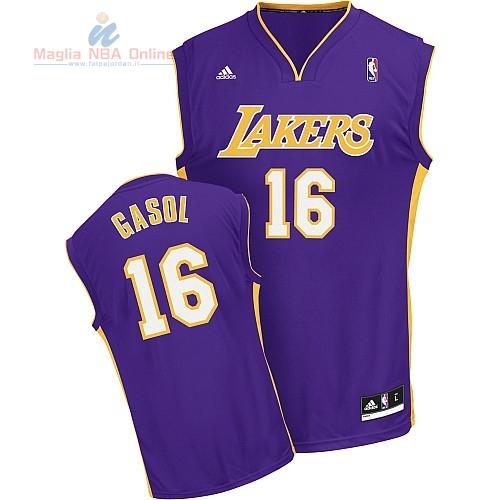 Acquista Maglia NBA Los Angeles Lakers #16 Pau Gasol Porpora