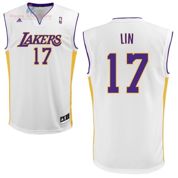 Acquista Maglia NBA Los Angeles Lakers #17 Jeremy Lin Bianco