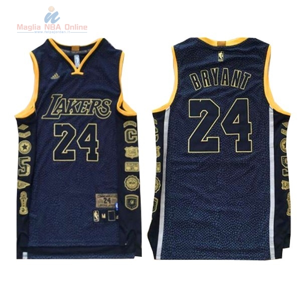 Acquista Maglia NBA Los Angeles Lakers #24 Kobe Bryant 2016 Nero Serpentina