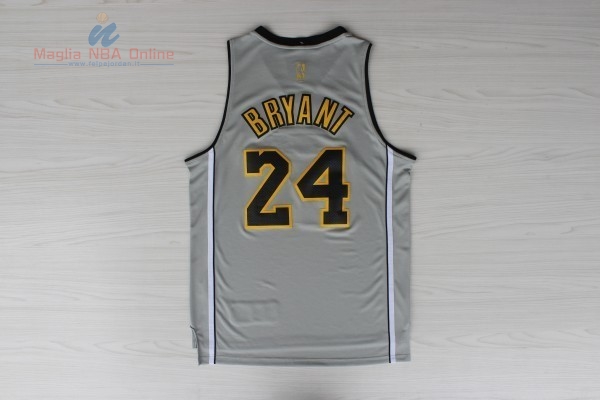 Acquista Maglia NBA Los Angeles Lakers #24 Kobe Bryant Grigio Giallo