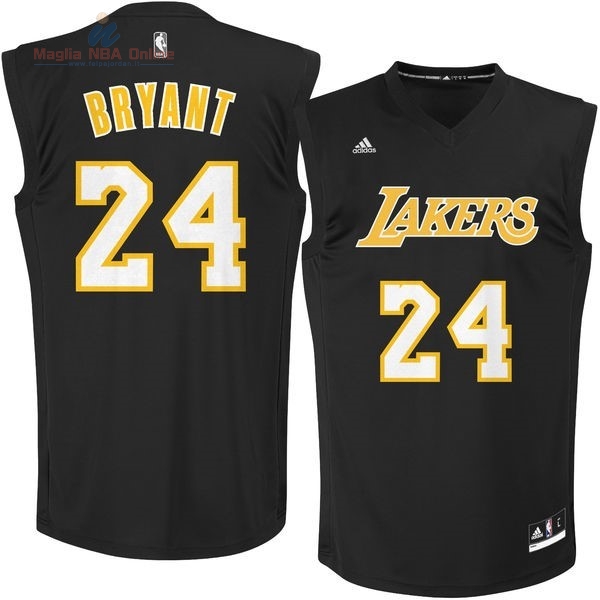 Acquista Maglia NBA Los Angeles Lakers #24 Kobe Bryant Nero Giallo