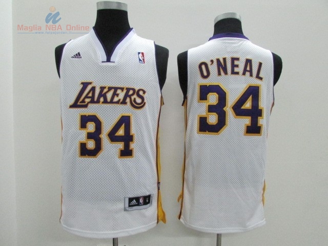 Acquista Maglia NBA Los Angeles Lakers #34 Shaquille O'Neal Bianco