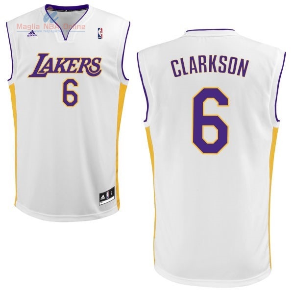 Acquista Maglia NBA Los Angeles Lakers #6 Jordan Clarkson Bianco