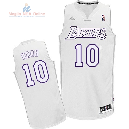 Acquista Maglia NBA Los Angeles Lakers 2012 Natale #10 Nash Bianco