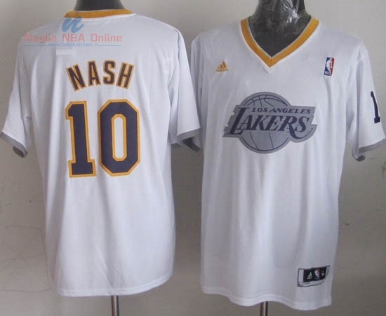 Acquista Maglia NBA Los Angeles Lakers 2013 Natale #10 Nash Bianco