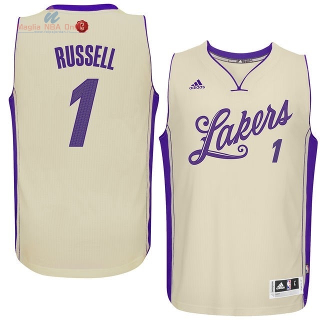 Acquista Maglia NBA Los Angeles Lakers 2015 Natale #1 Russell Bianco