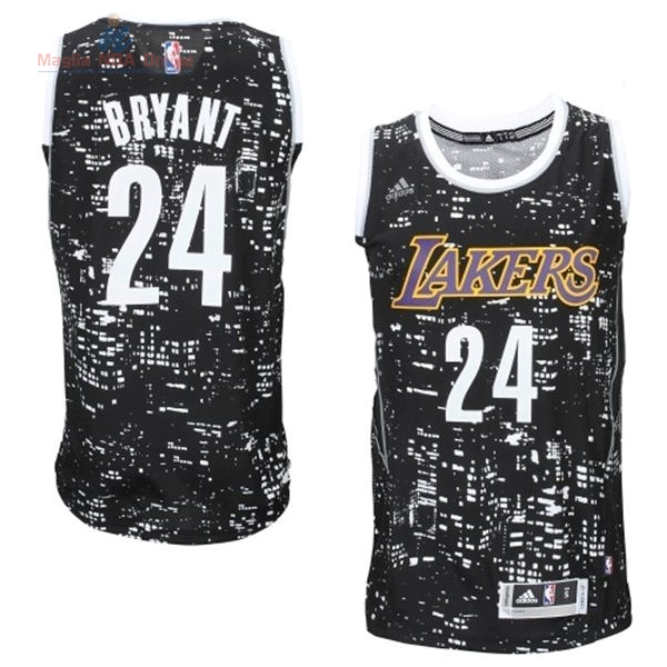 Acquista Maglia NBA Los Angeles Lakers Luci Della Città #24 Bryant Nero