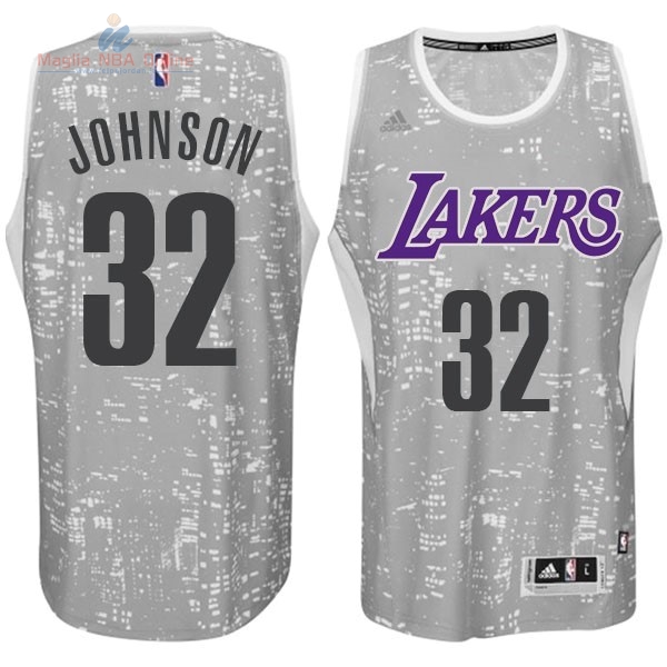 Acquista Maglia NBA Los Angeles Lakers Luci Della Città #32 Johnson Grigio