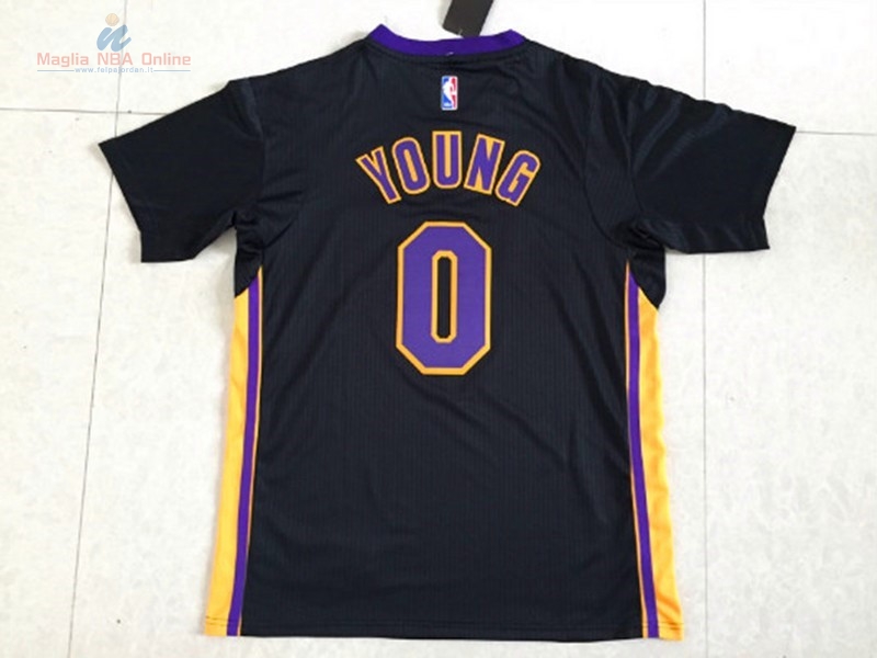 Acquista Maglia NBA Los Angeles Lakers Manica Corta #0 Nick Young Nero