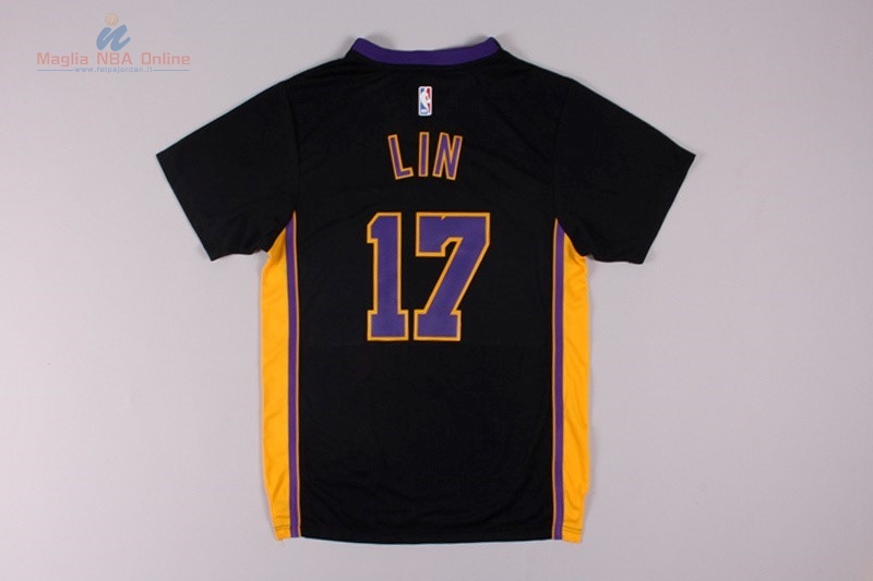 Acquista Maglia NBA Los Angeles Lakers Manica Corta #17 Jeremy Lin Nero