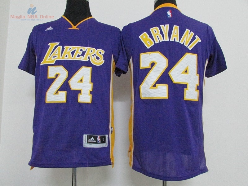 Acquista Maglia NBA Los Angeles Lakers Manica Corta #24 Kobe Bryant Porpora