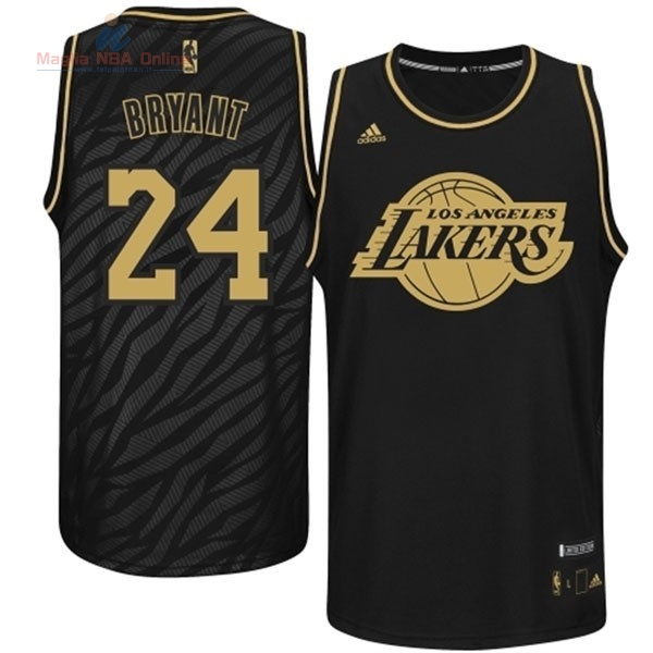 Acquista Maglia NBA Los Angeles Lakers Moda Metalli Preziosi #24 Bryant Nero