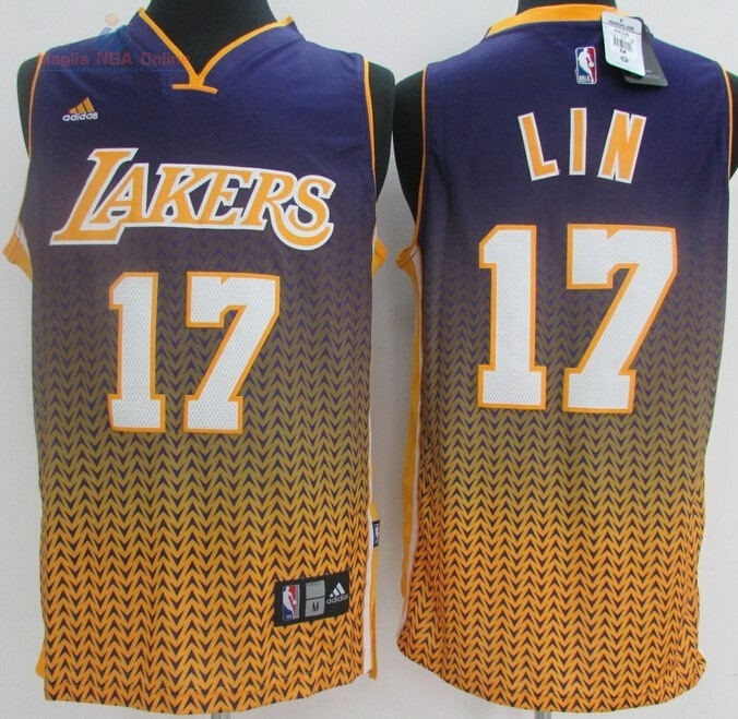 Acquista Maglia NBA Los Angeles Lakers Moda Risuonare #17 Lin Oro