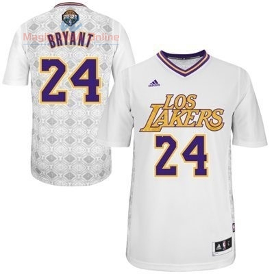 Acquista Maglia NBA Los Angeles Lakers Notti Latine Manica Corta #24 Bryant Bianco