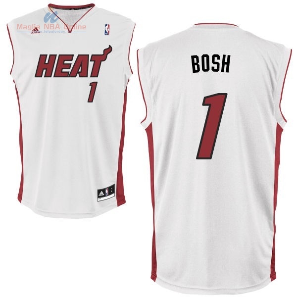 Acquista Maglia NBA Miami Heat #1 Chris Bosh Bianco Rosso