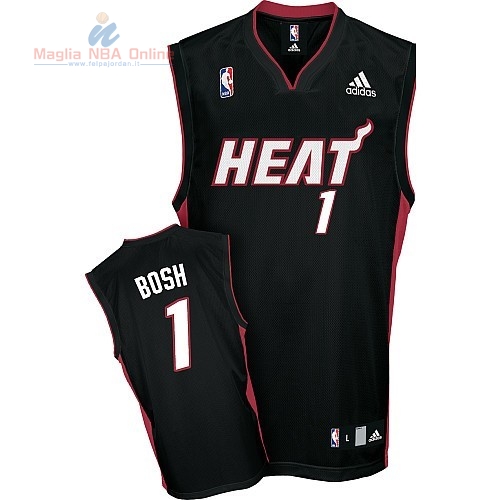Acquista Maglia NBA Miami Heat #1 Chris Bosh Nero Rosso