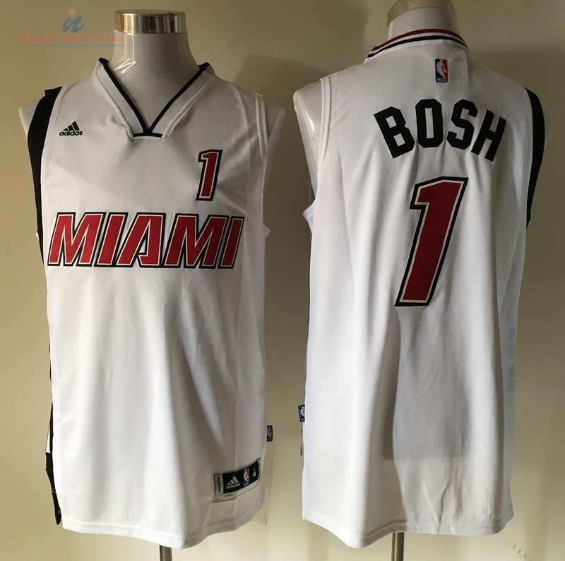 Acquista Maglia NBA Miami Heat #1 Chris Bosh Retro Bianco