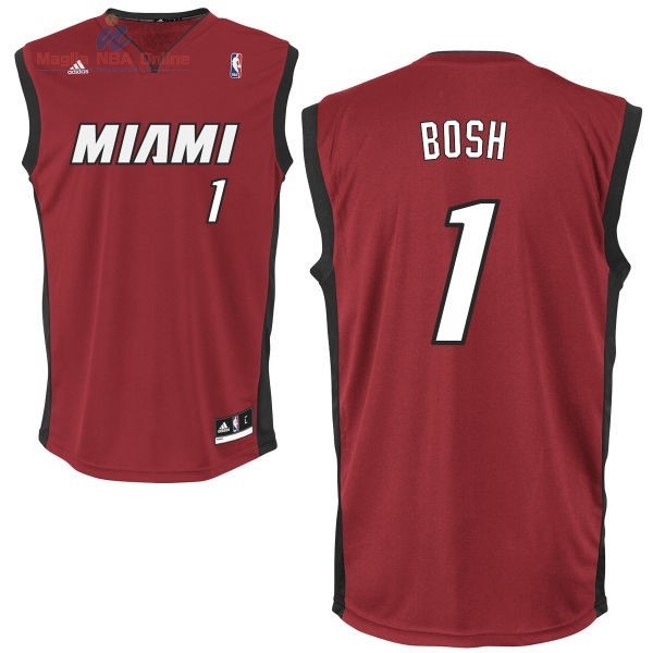 Acquista Maglia NBA Miami Heat #1 Chris Bosh Rosso Nero