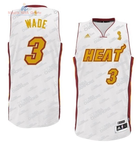 Acquista Maglia NBA Miami Heat #3 Dwyane Wade Bianco Oro