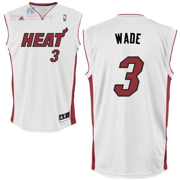 Acquista Maglia NBA Miami Heat #3 Dwyane Wade Bianco Rosso