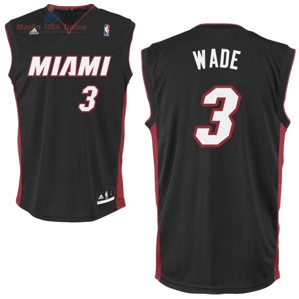 Acquista Maglia NBA Miami Heat #3 Dwyane Wade Miami Nero