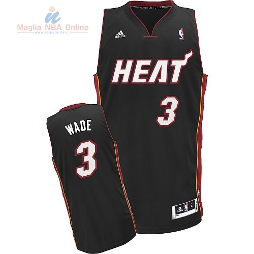 Acquista Maglia NBA Miami Heat #3 Dwyane Wade Nero Rosso