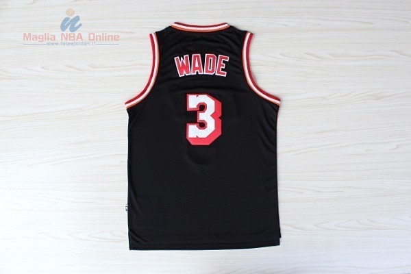 Acquista Maglia NBA Miami Heat #3 Dwyane Wade Retro Nero