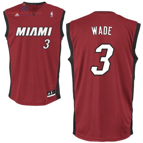 Acquista Maglia NBA Miami Heat #3 Dwyane Wade Rosso Nero