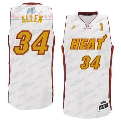 Acquista Maglia NBA Miami Heat #34 Ray Allen Bianco Oro