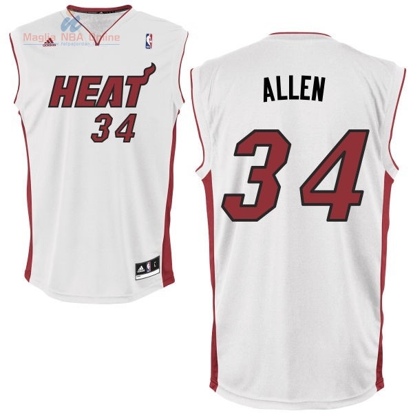 Acquista Maglia NBA Miami Heat #34 Ray Allen Bianco Rosso