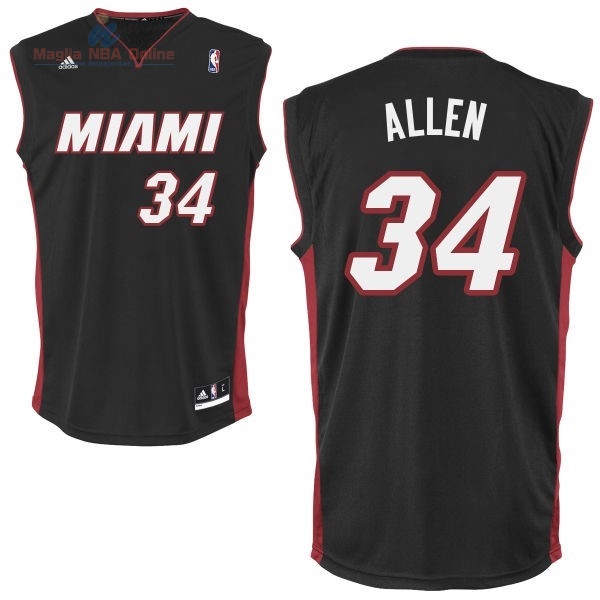 Acquista Maglia NBA Miami Heat #34 Ray Allen Nero Rosso