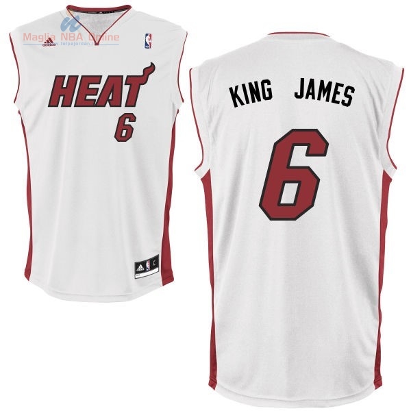 Acquista Maglia NBA Miami Heat #6 King James Bianco