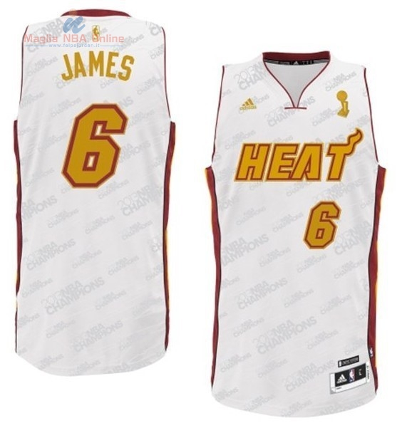 Acquista Maglia NBA Miami Heat #6 LeBron James Bianco Oro