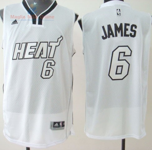 Acquista Maglia NBA Miami Heat #6 LeBron James Bianco