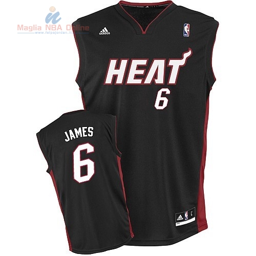 Acquista Maglia NBA Miami Heat #6 LeBron James Heat Nero
