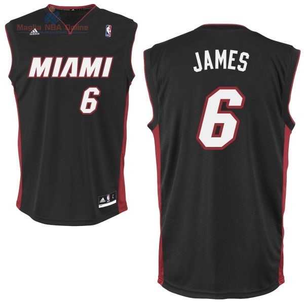 Acquista Maglia NBA Miami Heat #6 LeBron James Nero Rosso