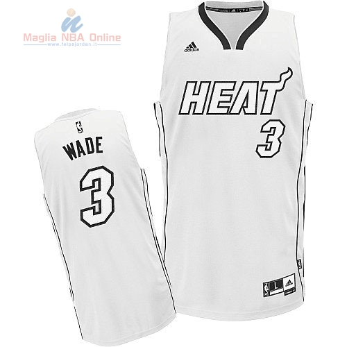 Acquista Maglia NBA Miami Heat 2012 Natale #3 Wade Bianco