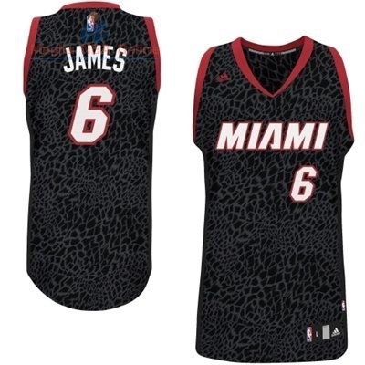 Acquista Maglia NBA Miami Heat Luce Leopard #6 James Nero
