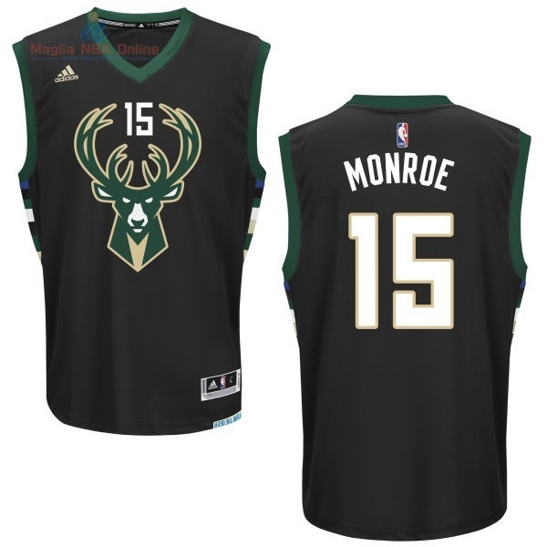 Acquista Maglia NBA Milwaukee Bucks #15 Greg Monroe Nero