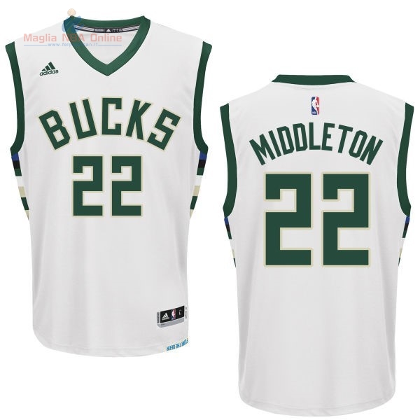 Acquista Maglia NBA Milwaukee Bucks #22 Khris Middleton Bianco