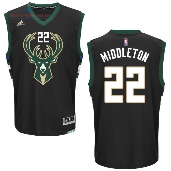 Acquista Maglia NBA Milwaukee Bucks #22 Khris Middleton Nero