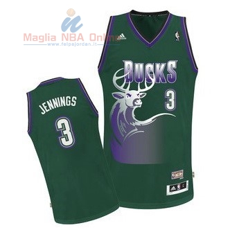 Acquista Maglia NBA Milwaukee Bucks #3 Brandon Jennings Verde