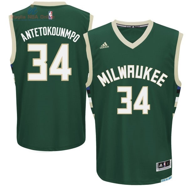 Acquista Maglia NBA Milwaukee Bucks #34 Giannis Antetokounmpo Verde