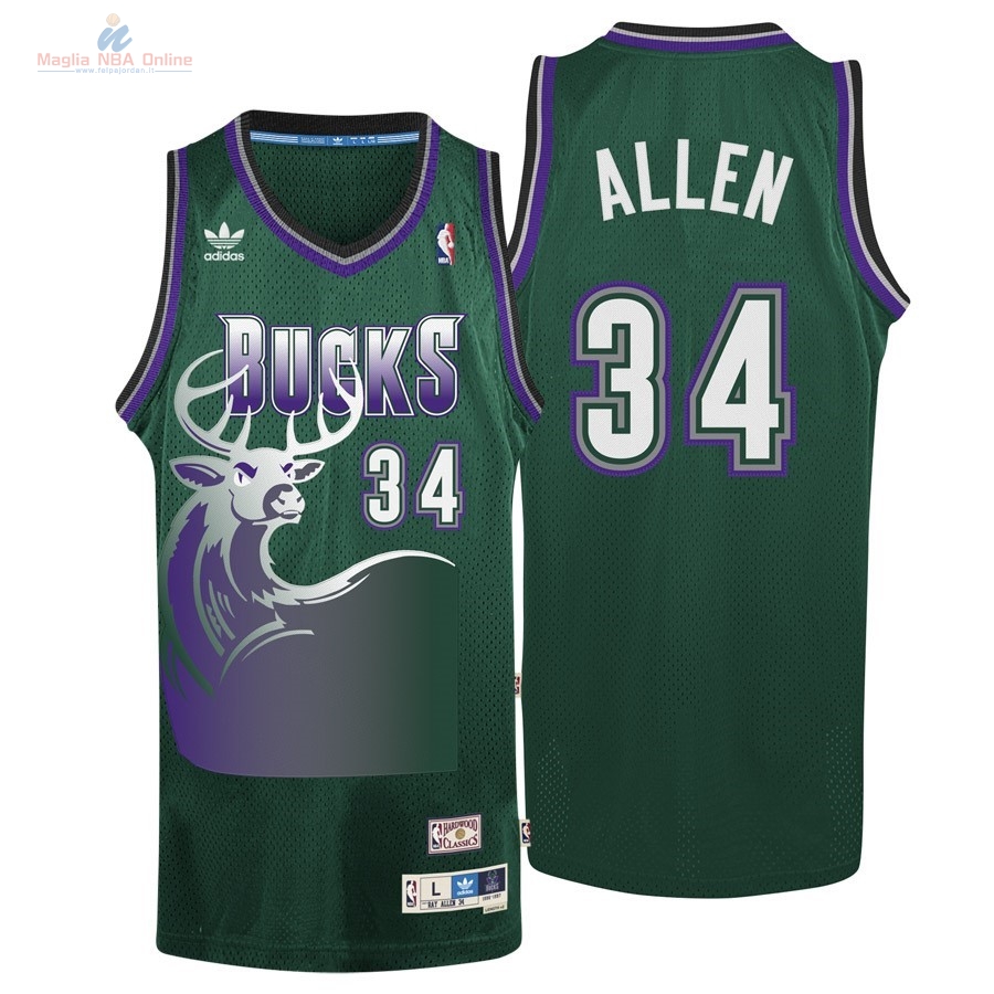 Acquista Maglia NBA Milwaukee Bucks #34 Ray Allen Verde