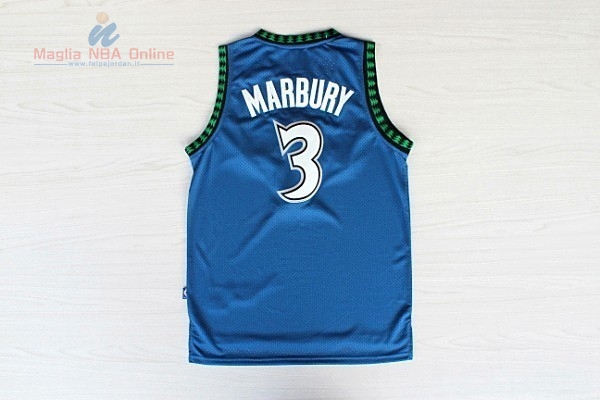 Acquista Maglia NBA Minnesota Timberwolves #3 Stephon Marbury Retro Blu