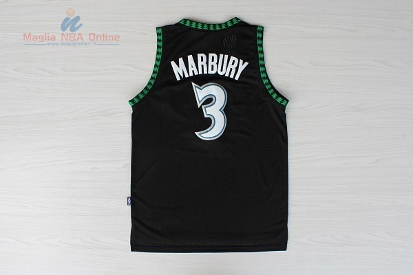 Acquista Maglia NBA Minnesota Timberwolves #3 Stephon Marbury Retro Nero